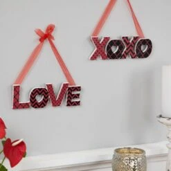 Northlight Wooden LOVE And XOXO Valentine's Day Wall Decorations - 2.5 In. Red And Black - (Set Of 2) -The Home Depot Shop northlight seasonal decorations 35747148 4f 1000