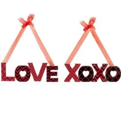 Northlight Wooden LOVE And XOXO Valentine's Day Wall Decorations - 2.5 In. Red And Black - (Set Of 2)