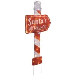 Northlight 30 In. Santa's Work Shop Christmas Yard Sign Red And White Warm White LED Lights -The Home Depot Shop northlight seasonal decorations 35762679 44 1000