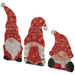 Northlight 32 In. LED Lighted Gnome Family Christmas Yard Decoration Red And White Warm White Lights -The Home Depot Shop northlight seasonal decorations 35762680 1f 1000