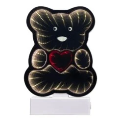 Northlight LED Lighted 3D Teddy Bear With Heart Infinity Mirror - 8"