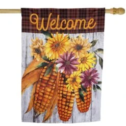 Northlight Indian Corn "Welcome" Fall Harvest Outdoor House Flag - 40 In. X 28 In. -The Home Depot Shop northlight seasonal decorations 35766479 4f 1000