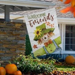 Northlight 40 In. X 28 In. Scarecrow "Welcome Friends" Fall Harvest Outdoor House Flag