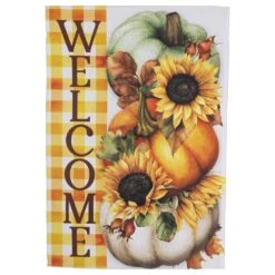 Northlight Pumpkins And Sunflowers Welcome Fall Harvest Outdoor Garden Flag-18 In. X 12.5 In.