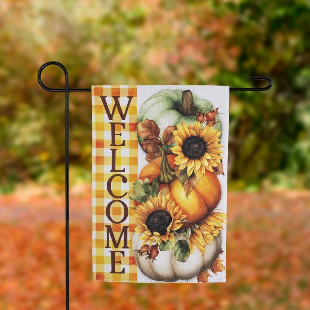 Northlight Pumpkins And Sunflowers Welcome Fall Harvest Outdoor Garden Flag-18 In. X 12.5 In. 2 Northlight Pumpkins And Sunflowers Welcome Fall Harvest Outdoor Garden Flag-18 In. X 12.5 In. - Image 2