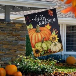 Northlight 40 In. X 28 In. Pumpkins And Sunflowers Hello Autumn Outdoor Fall Harvest House Flag