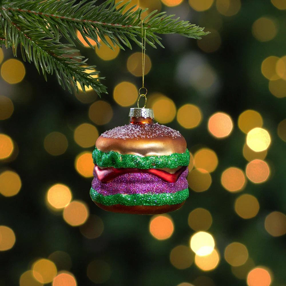 Northlight 2.25 In. Brown Green And Red Glass Hamburger Christmas Ornament 4 Northlight 2.25 In. Brown Green And Red Glass Hamburger Christmas Ornament - Image 4