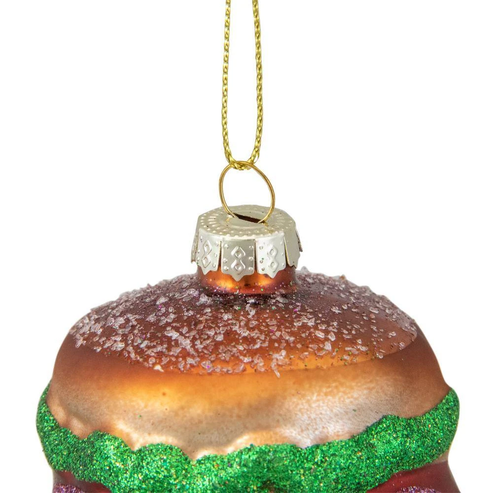 Northlight 2.25 In. Brown Green And Red Glass Hamburger Christmas Ornament 3 Northlight 2.25 In. Brown Green And Red Glass Hamburger Christmas Ornament - Image 3