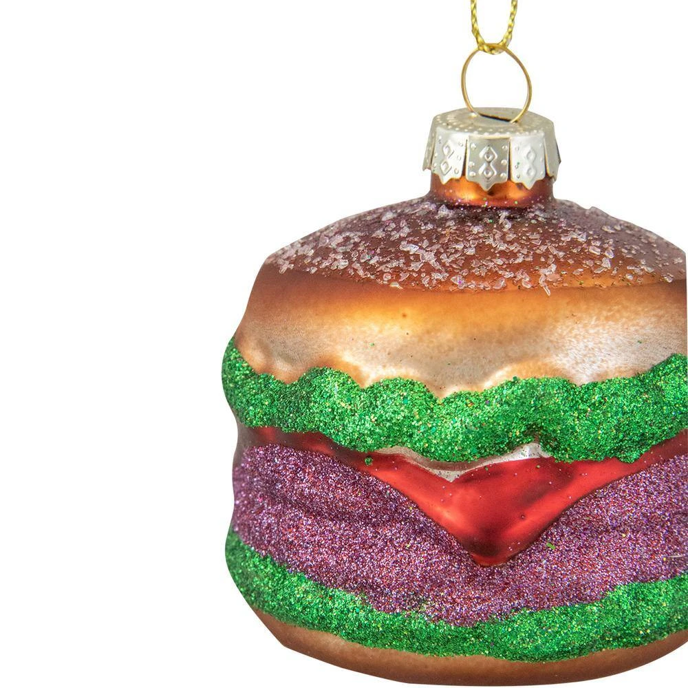 Northlight 2.25 In. Brown Green And Red Glass Hamburger Christmas Ornament 2 Northlight 2.25 In. Brown Green And Red Glass Hamburger Christmas Ornament - Image 2