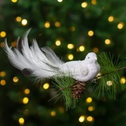 Northlight 8 In. White Glittered Clip On Bird Christmas Ornament -The Home Depot Shop northlight single christmas ornaments 34300475 31 1000