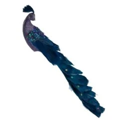 Northlight 14.75 In. Glittered Blue And Green Peacock Christmas Clip-On Christmas Ornament