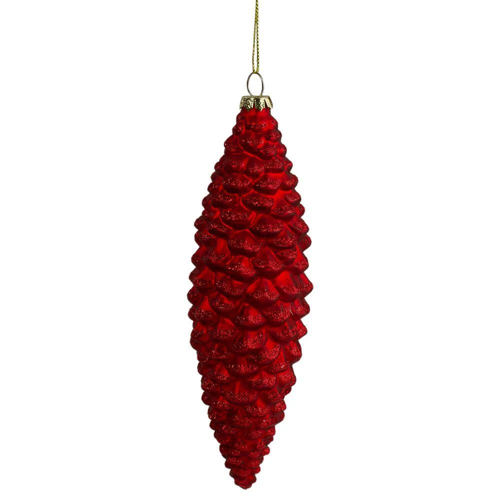 Northlight 7.25 In. Red Pine Cone Glass Christmas Ornament 1 Northlight 7.25 In. Red Pine Cone Glass Christmas Ornament