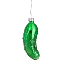 Northlight 4 In. Shiny Green Pickle Hanging Glass Christmas Ornament