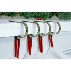 2.5 In. Metal Antique Brass Embossed Holly Stocking Holder (4-Pack) 10 2.5 In. Metal Antique Brass Embossed Holly Stocking Holder (4-Pack) -The Home Depot Shop original mantleclip stocking holders mc0421 40 1000