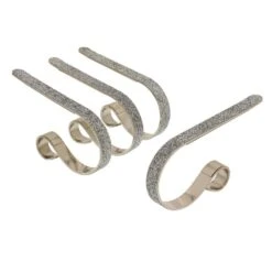 2.5 In. Steel Silver Glitter MantleClip Stocking Holder (4-Pack)