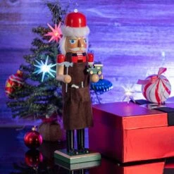 15 In. Wooden Christmas Toy Maker Nutcracker-Red And Green Wood Nutcracker With Brown Apron, Toy Car And Hammer-Holiday -The Home Depot Shop ornativity christmas figurines or 176 4f 1000