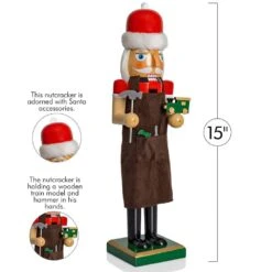 15 In. Wooden Christmas Toy Maker Nutcracker-Red And Green Wood Nutcracker With Brown Apron, Toy Car And Hammer-Holiday -The Home Depot Shop ornativity christmas figurines or 176 fa 1000