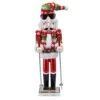 15 In. Wooden Christmas Skier Man Nutcracker -Red And Green Nutcracker Guy With Ugly Sweater And Skis In Skiing Pose