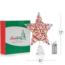 Christmas Rattan Tree Topper - Red And White Xmas Rustic Star LED Light Up Tree Topper Ornament Decoration -The Home Depot Shop ornativity christmas tree toppers or 182 fa 1000