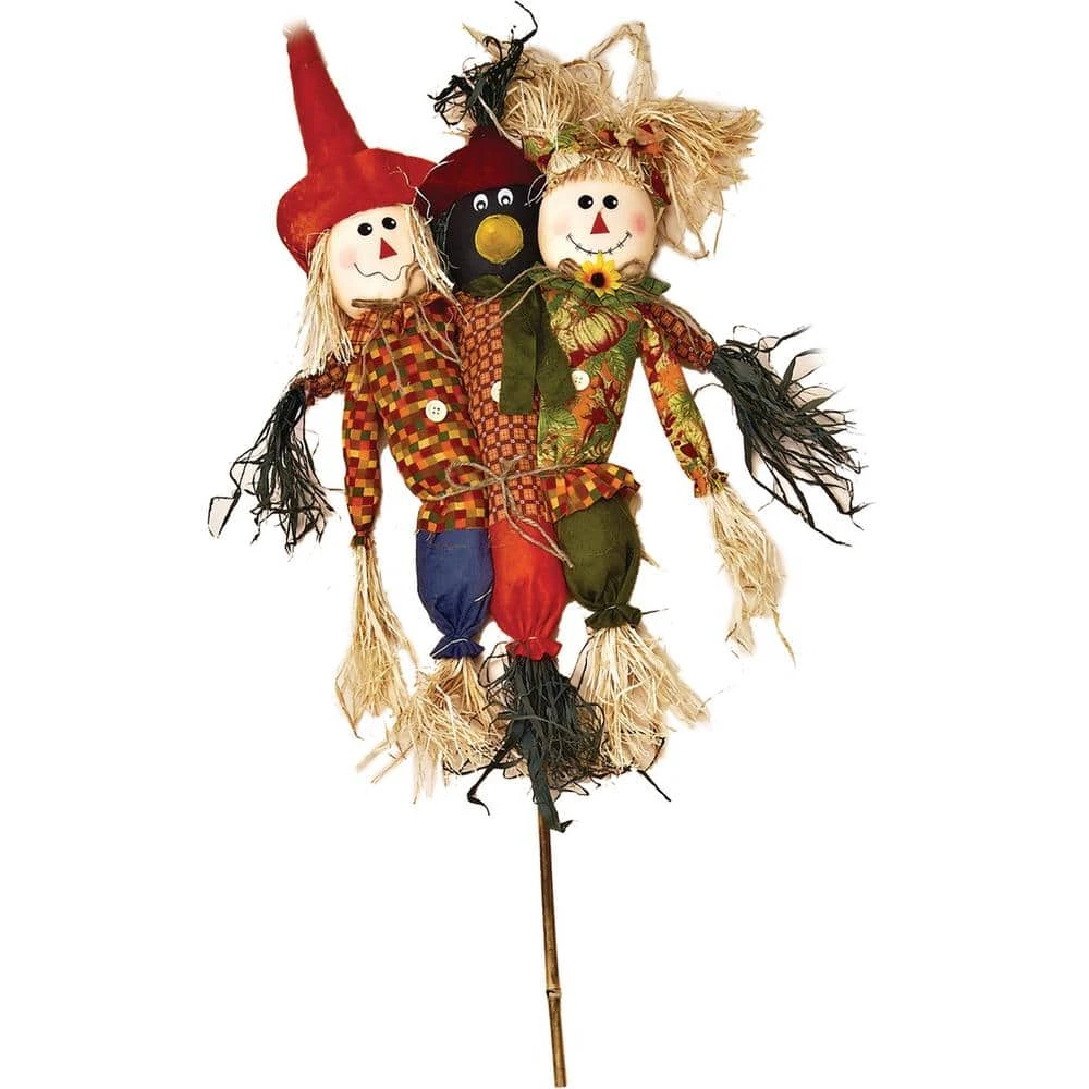 36 In. Trio Scarecrow And Crow Stake 1 36 In. Trio Scarecrow And Crow Stake