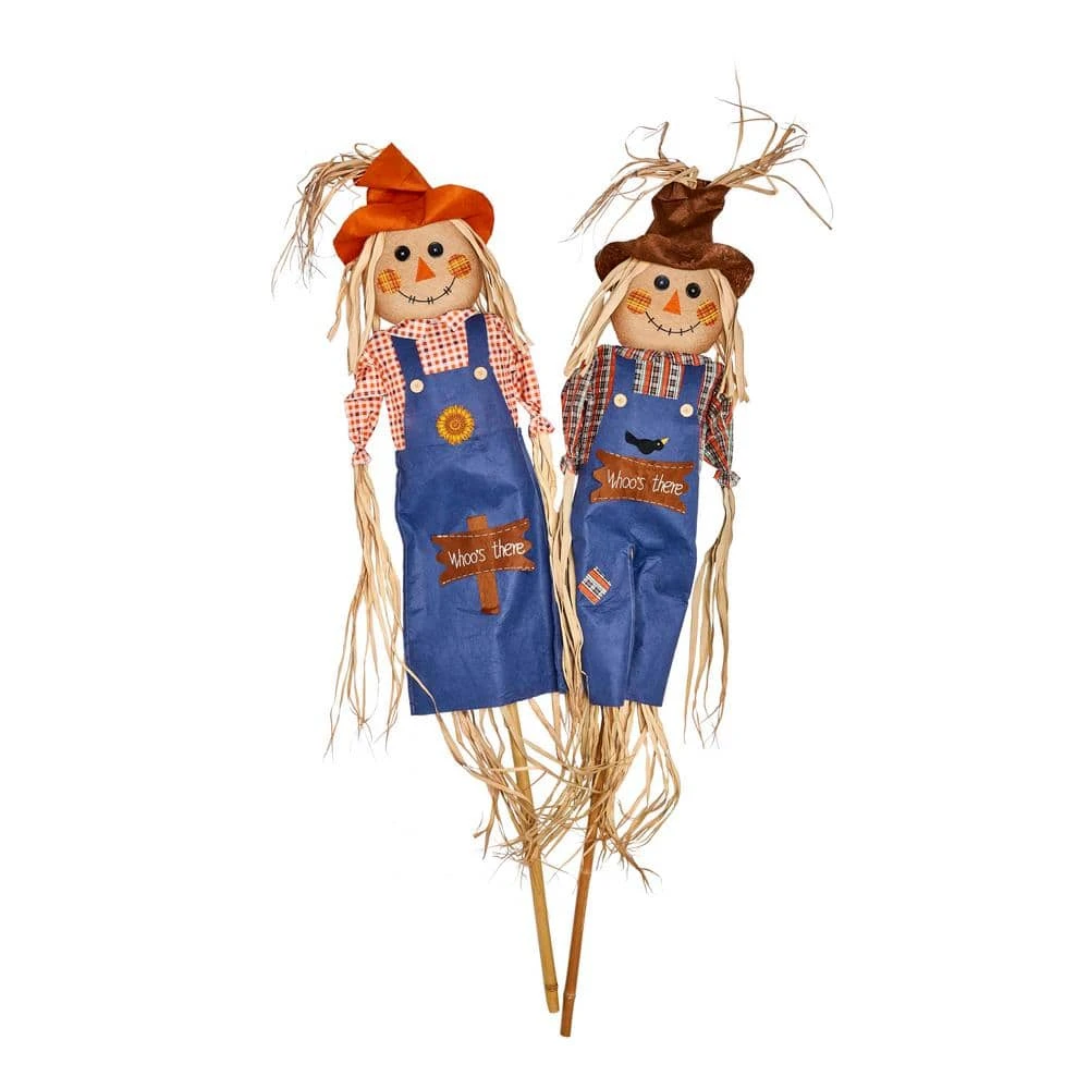 60 In. Whooos There Scarecrow On Pole (Set Of 2) 1 60 In. Whooos There Scarecrow On Pole (Set Of 2)