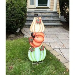 36 In. Metal Stacked White And Orange Pumpkin Outdoor Yard Stake 5 36 In. Metal Stacked White And Orange Pumpkin Outdoor Yard Stake -The Home Depot Shop outdoor fall decorations 8433 31 1000
