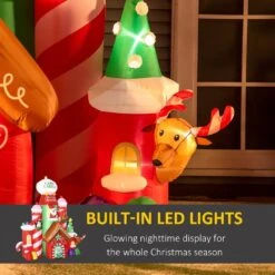 OUTSUNNY 10 Ft. LED Animatronic Christmas Candy Castle, Blow-Up Outdoor LED Yard Display Inflatable Halloween -The Home Depot Shop outsunny christmas inflatables 844 534v80mx 44 1000