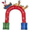 OUTSUNNY 9 Ft. LED Animatronic Christmas Arch With Santa Claus Riding A Sled Inflatable Halloween