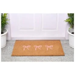 Bow Trio Pink 24 In. X 36 In. Indoor/Outdoor Doormat -The Home Depot Shop pink calloway mills fall doormats 114912436 c3 1000