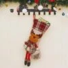 Christmas Stocking Santa Claus Xmas Character 3D Plush With Faux Fur Cuff Christmas Decorations