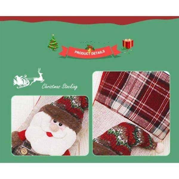 Christmas Stocking Santa Claus Xmas Character 3D Plush With Faux Fur Cuff Christmas Decorations 2 Christmas Stocking Santa Claus Xmas Character 3D Plush With Faux Fur Cuff Christmas Decorations - Image 2