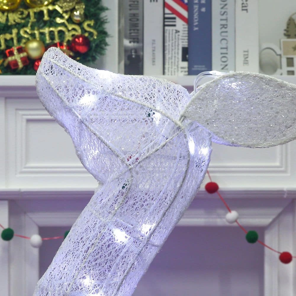 Outdoor Christmas Decoration 3-Piece 3D Reindeer Family Yard Decoration With Cool White LED Lights, White 11 Outdoor Christmas Decoration 3-Piece 3D Reindeer Family Yard Decoration With Cool White LED Lights, White - Image 11