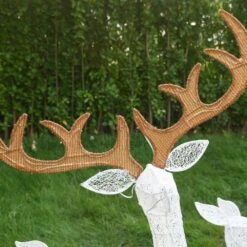 Outdoor Christmas Decoration 3-Piece 3D Reindeer Family Yard Decoration With Cool White LED Lights, White 20 Outdoor Christmas Decoration 3-Piece 3D Reindeer Family Yard Decoration With Cool White LED Lights, White -The Home Depot Shop starfree christmas yard decorations hoxsod0102wht 4f 1000