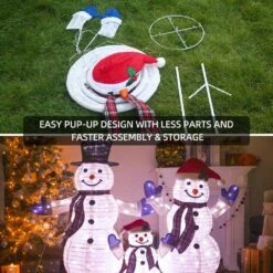 47.5 In. 3-Piece Outdoor Christmas Decoration Pop-Up Snowman Family Set With Cool White LEDs 15 47.5 In. 3-Piece Outdoor Christmas Decoration Pop-Up Snowman Family Set With Cool White LEDs -The Home Depot Shop starfree christmas yard decorations hoxsod0104 1d 1000