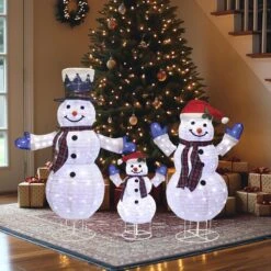 47.5 In. 3-Piece Outdoor Christmas Decoration Pop-Up Snowman Family Set With Cool White LEDs 21 47.5 In. 3-Piece Outdoor Christmas Decoration Pop-Up Snowman Family Set With Cool White LEDs -The Home Depot Shop starfree christmas yard decorations hoxsod0104 fa 1000
