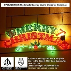 5 Ft. W Outdoor Christmas Decoration Merry Christmas Sign With Red And Green LED Lights 13 5 Ft. W Outdoor Christmas Decoration Merry Christmas Sign With Red And Green LED Lights -The Home Depot Shop starfree christmas yard decorations hoxsod0106 40 1000