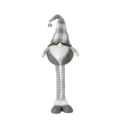 34 In. Multicolor Polyester Holiday Standing Long Legged Plaid Gnome