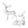 15.5 In. And 20 In. Christmas Frosted Deer Figurine Set Of 2, White, Indoor Christmas Decor