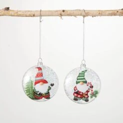 4 In. Multicolor Gnome Glass Disc Ornament (Set Of 2)