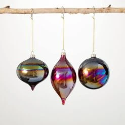4", 4.5" And 6.5" Iridescent Purple Ornament (Set Of 3)