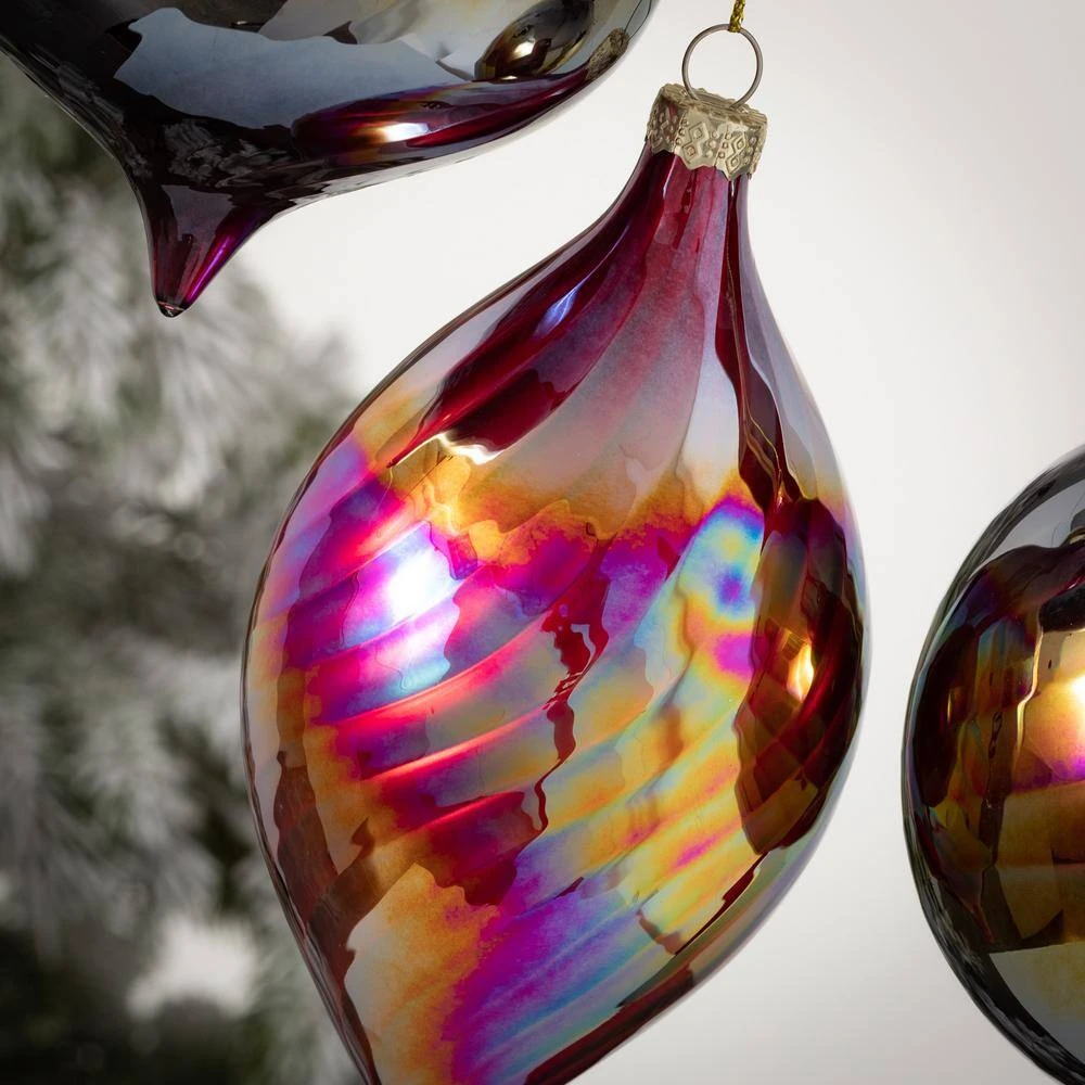 4", 4.5" And 6.5" Iridescent Purple Ornament (Set Of 3) 2 4", 4.5" And 6.5" Iridescent Purple Ornament (Set Of 3) - Image 2