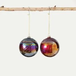 4 In. Iridescent Red Ball Ornaments (Set Of 2)