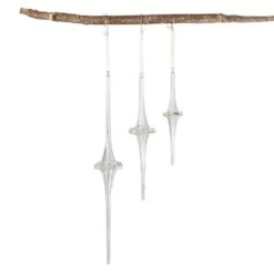 14.75 In. , 9.75 In. And 7.5 In. Glass Icicle Ornament - Set Of 3, Clear Christmas Ornaments