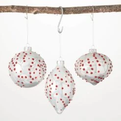 4 In. 4 In. And 6 In. Holly Berry Ornament - Set Of 3, Red Christmas Ornaments