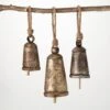 9 In. 7.5 In. And 5.5 In. Metal And Rope Bell Ornaments - Set Of 3, Gold Christmas Ornaments