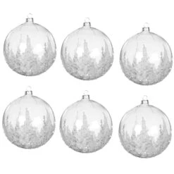 5.5 In. Ball With Stones Ornament - Set Of 6, Clear
