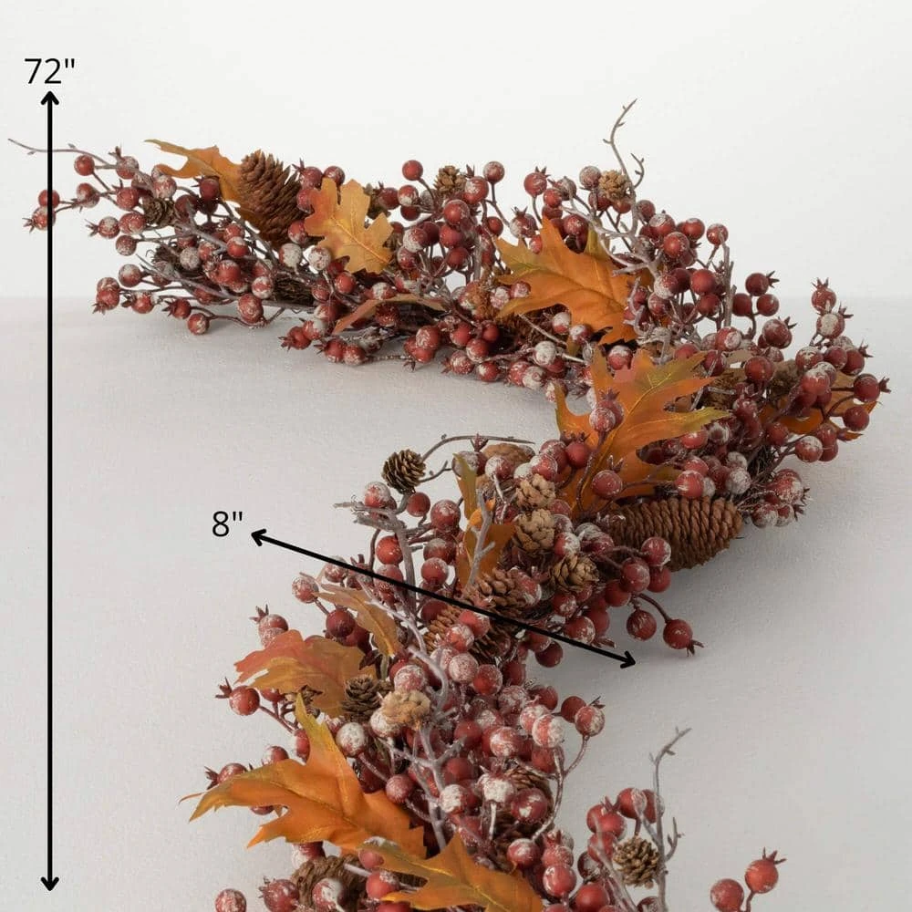 6 Ft. Rustic Berry Leaf Unlit Artificial Fall Garland 4 6 Ft. Rustic Berry Leaf Unlit Artificial Fall Garland - Image 4