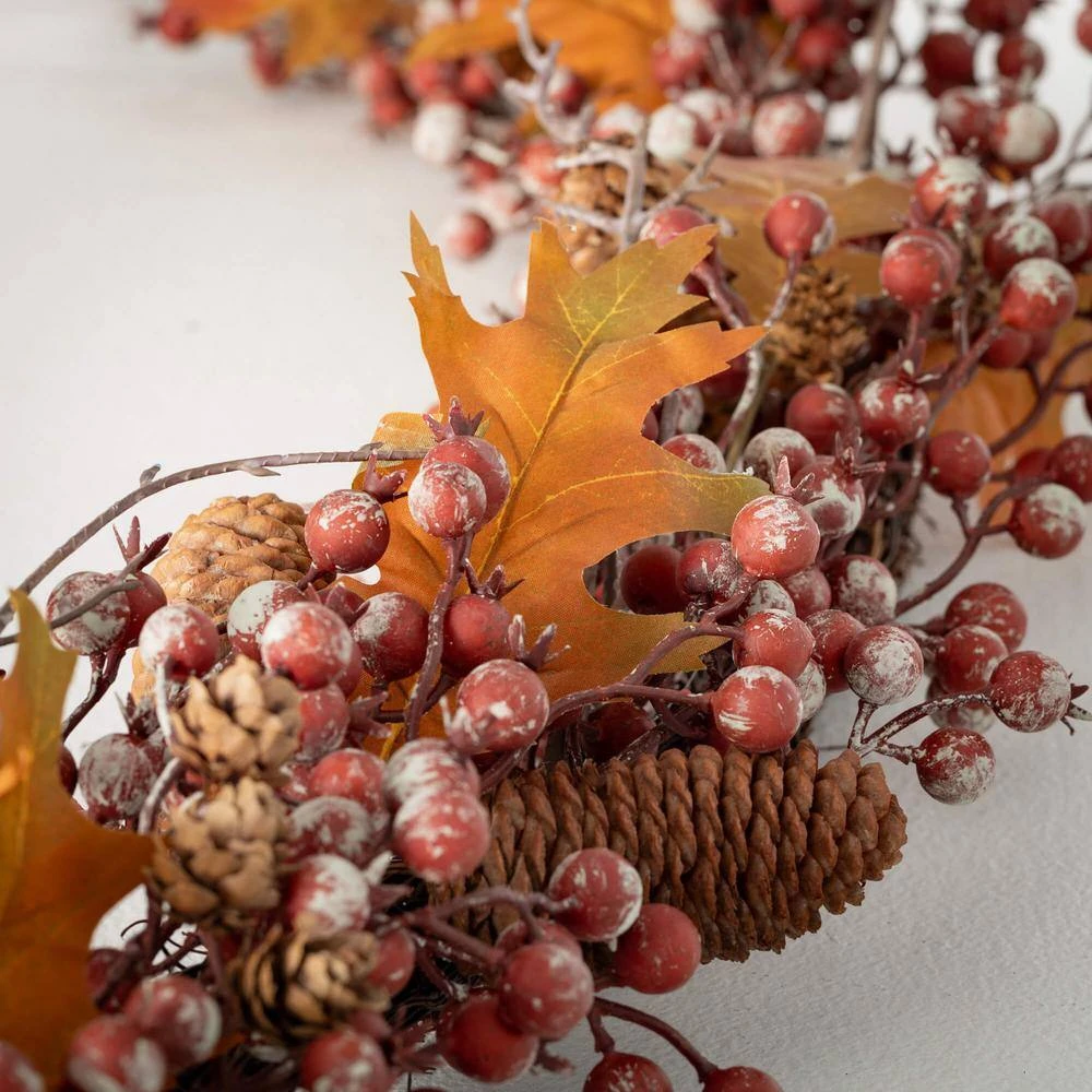 6 Ft. Rustic Berry Leaf Unlit Artificial Fall Garland 2 6 Ft. Rustic Berry Leaf Unlit Artificial Fall Garland - Image 2