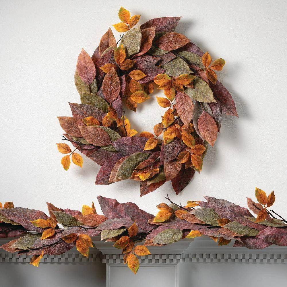 6 Ft. Unlit Multi-Colored Warm Fall Mixed Leaf Garland 3 6 Ft. Unlit Multi-Colored Warm Fall Mixed Leaf Garland - Image 3