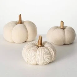 Boho Cream Plush Harvest Pumpkin Set Of 3 -The Home Depot Shop sullivans indoor fall decorations hn337 1f 1000